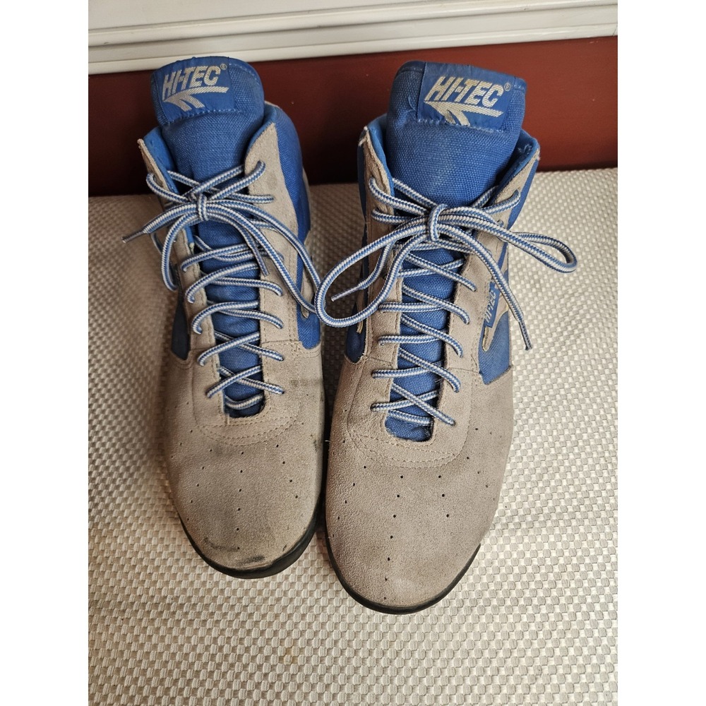 Vintage 80s/90s Hi-Tec Ascent A.T.B. Hiking Boots Grey Blue Suede Gorpcore 12